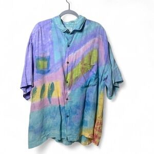 Sloop Jones multicoloured linen button up shirt Size L #linen #summer
